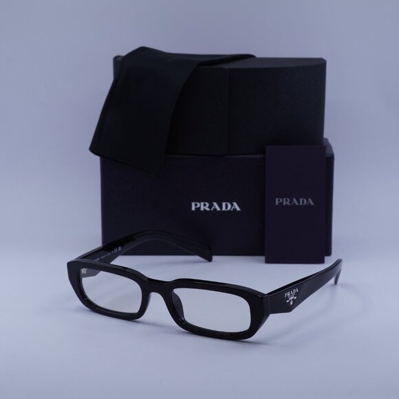 Prada PRB06S 16K08N Sunglasses Black Rectangle Frame, Clear Lenses - Picture 9 of 9